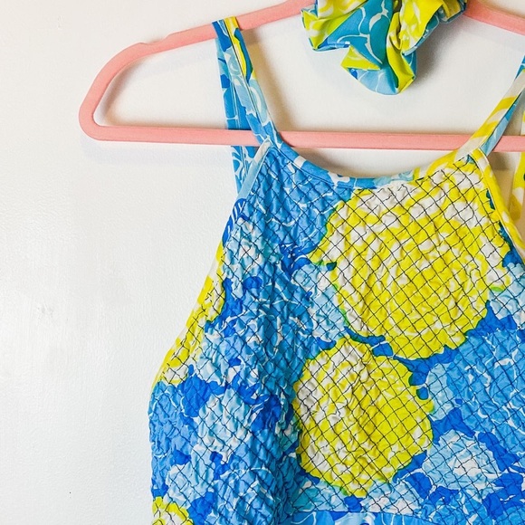 Vintage LILLY PULITZER maxi summer dress in blue and yellow